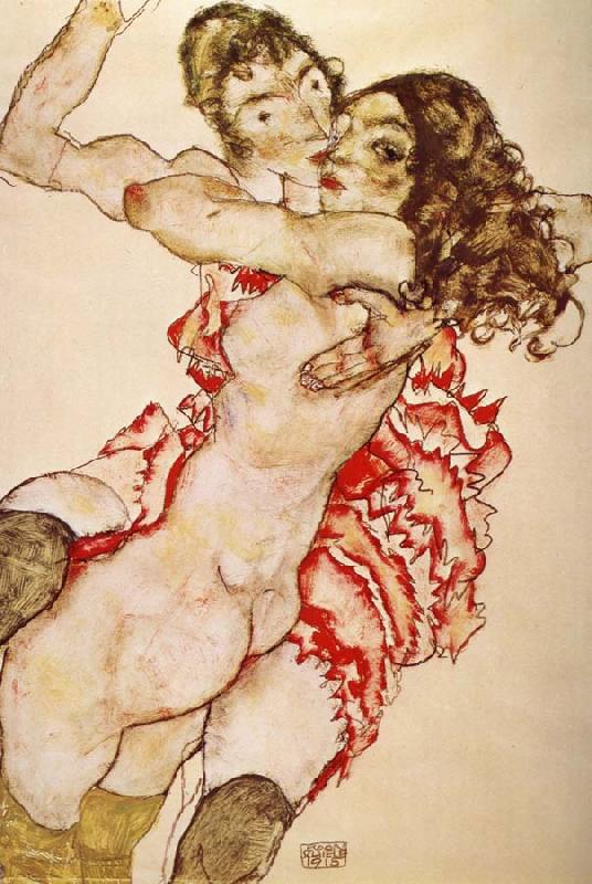 Egon Schiele Two Girls Embracing Each other Sweden oil painting art